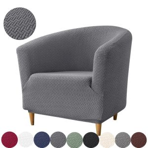 Elastic Club Chair Cover Jacquard Tub Chairs Slipcovers Solid Color Single Bar Armchair Sofa Covers for Living Room Home Decor