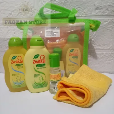 Paket Perawatan Kulit Bayi Zwitsal Mini Travel Pack isi Minyak telonHair lotionbaby bath hair and body dan washlap