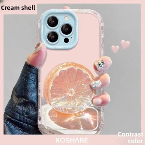 Sup&LV | Apple 16 Series Phone Case Stand Fresh Summer Style Protective Cover For iPhone 16 Pro Max 15 Plus 13 Pro 14 Women Unique High End Feel 12 Non Repeating Shell