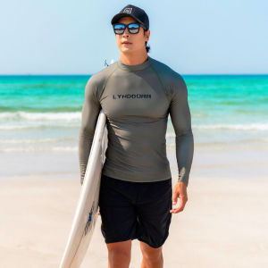 ชุดดำน้ำชุดว่ายน้ำชุดผู้ชายชุดโต้คลื่นชุดรัชการ์ดแห้งเร็วกันแดดน้ำพุร้อนเสื้อดำน้ำดูปะการังแขนยาวสำหรับผู้ใหญ่ฤดูร้อน