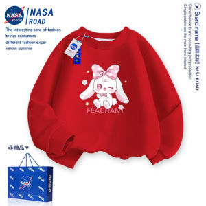 NASA Road Fleece Lined Girls Sweatshirt Versatile Base Layer Shirt for Middle And Large Children Autumn Winter Cartoon Print