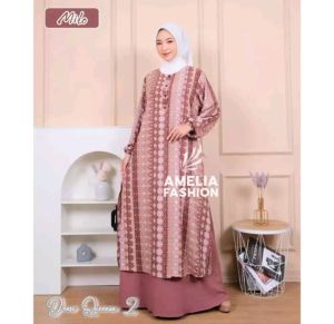 GAMIS BAHAN CRINCLE MOTIP QUENSA DRESS