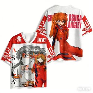 Bandai | 2026 Summer Hot Selling Fashion New Century Gospel Warrior Asuka T-shirt Hip Hop Street Clothing Parent Child V-neck T-shirt