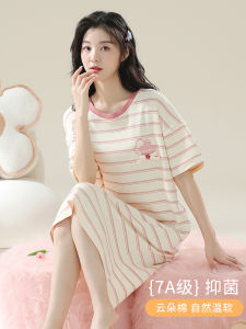 Pure Cotton Maternity Sleepwear Womens Summer Short Sleeve Nightgown Sweet Home Clothes Print Pattern Youth Suitable