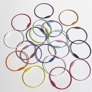 BECORATE 1pc Color Painted Steel Wire Rope Metal Wire Ring Rotating Screw Buckle DIY Key Ring Pendant