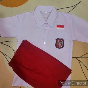 Setelan seragam sekolah SD merah putih anak laki laki baju lengan pendek celana merah pendek pakaian seragam sekolah SD