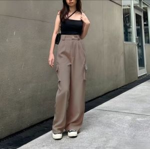 Celana Cargo Wanita Highwaist Premium Kulot Cargo Pants Korean Style