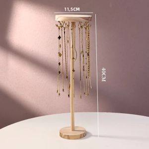 Giá Đỡ Trưng Bày Đồ Trang Sức Bằng Gỗ Nguyên Khối - Giá Để Đồ Trên Bàn Làm Việc Cho Dây Chuyền Bông Tai Vòng Tay Hình Tròn Dành Cho Nữ