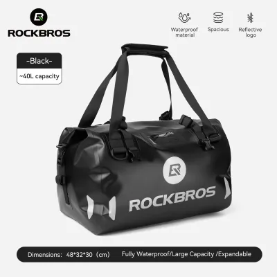 ROCKBROS Fully Waterproof Motorcycle Rear Seat Tail Bag 40/65L Extra Large Capacity Durable Helmet Storage Compartment Touring Commuting Universal Fit On Luggage Rack