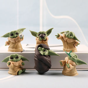 PRETTYG 6Pcs/Set Anime Baby Yoda Figure Grogu Mandalorian Children Toys for Boys Star Wars Doll Decoration Action Figures Christmas Gift