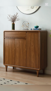 Modern Walnut Shoe Cabinet Large Capacity Shoe Rack & Storage Cabinet
