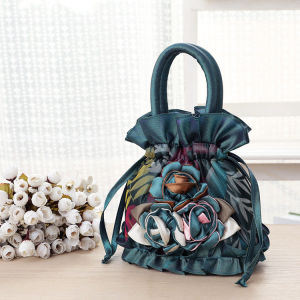 Sweet Lady Style Handbag Shopping And Buying Vegetables Small Package Womens Bags Soft Canvas Material Bucket Shape Handbags