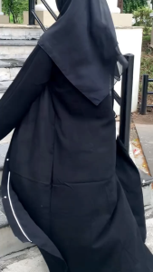 Baju Muslim Wanita Abaya Hitam Casual Daily Wear Busui Bahan Jetblack Saudi Gamis Syari Super Simple 02