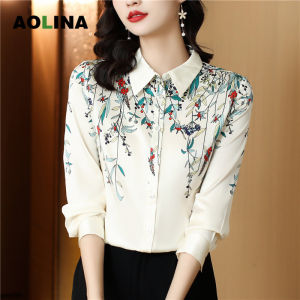AOLINA Autumn Korean womens fashion mulberry silk long sleeve temperament silk stretch twill shirt