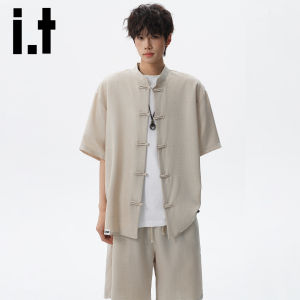 izzue | Chinese Style Ice Silk Quick Dry Short Sleeve Suit 2 Pieces