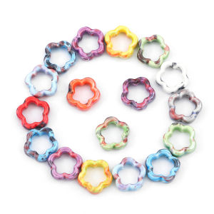 4pc 16mm Ceramic Splash Ink Pattern Flower Shape Charm Beads for Necklace Bracelet Earring DIY Jewelry Making Accessories