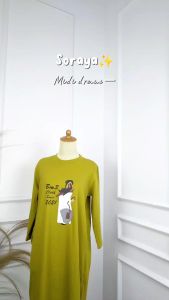 Midi Dress Terbaru 2024 Soraya MIdi Bahan Kaos Katun Combed Apk Sablon Long Tunik Oversize Wanita Ootd Hijab Casual
