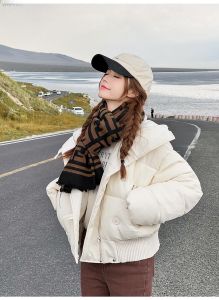 Womens down Cotton Jacket Short Thickened Large Collar Winter Warm Slimming Coat Korean Style Commute Polyester Fiber