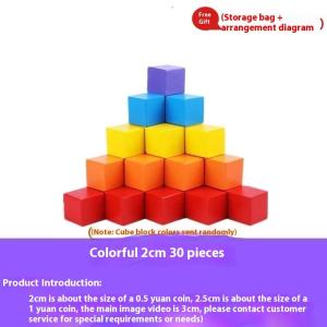 EELHOE | [NC]30/50/100Pcs Baby Shape Color Learning Toys Colorful Cubes Wooden Building Blocks Stacking Up Square Wood Toy[NC]