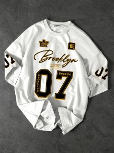 Áo Thun Thể Thao Nam Mùa Hè In Kỹ Thuật Số Thời Trang Đường Phố Chất Liệu Polyester Thoáng Khí Cổ Tròn Tay Dài Kiểu Dệt Kim