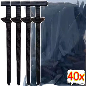 40Pcs Universal Nylon Cable Tie Buckle Auto Fastener Screw Replacement Clip Car Fender Trunk Engine Guard Panel Wire Management Secure