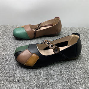 ของแท้ หนัง รองเท้าแม่ Oxford นุ่ม ด้านล่าง กันลื่น 36-41 ขนาด ส้นแบนสบาย นิ้วเท้ากลม ลำลอง รองเท้าแฟชั่น