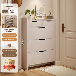 Slim Home Entry Storage Cabinet Wall-mounted Narrow Flip-down Shoe Rack