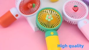 Mini Cute Fan Electric Fan Flower Fruit Rechargable Desktop Fans Travel Handheld Fan High Quality Portable HandyFan Cooling Fan With Mobile Phone Stand Holder