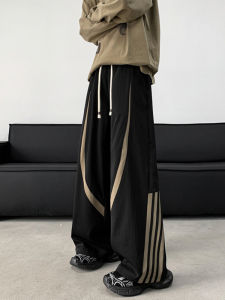 กางเกงขายาวทรงหลวมสบาย ๆ สไตล์อเมริกันสำหรับผู้ชาย กางเกงขายาวทรงตรงหลวมๆ ขนาดใหญ่ แฟชั่นฤดูใบไม้ร่วง กางเกงขายาวผู้ชายสไตล์ลำลอง