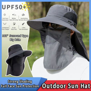 Outdoor Windproof Sun Hat Full Face Cover Cap Fishing Camping Hats Hiking Hat UV Protection Face Flap Outdoor Sports Fishing Hiking Sunscreen Hat Topi Memancing 遮阳帽 渔夫帽