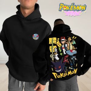 Bandai | 25 Pokemon Pocket Games Gengar Hoodies for Men and Women Cool Printed New Y2K Harajuku Large Casual Trendy Autumn/Winter Hoodies