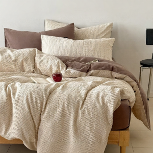 ENXING | Bộ Drap Giường Jacquard Đan Màu
