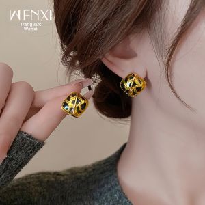 WENXI | Square Leopard Earrings Trendy Unique Design