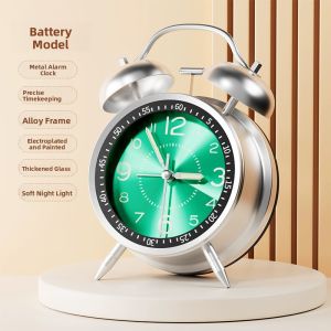 MONLEYTA | Quiet Metal Mechanical Alarm Clock Super Loud Student Night Light Desk Decoration Large Personalized Clock For Children