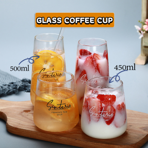 MaxPlus 450 ml 500 ml Glass Coffee Cup Tea Milk Yogurt Mug Creative Transparent Letter Pattern Drinkware