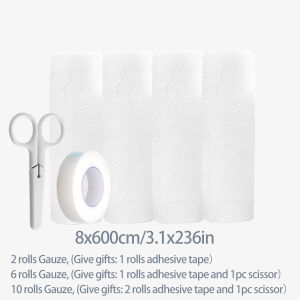 2-10Rolls ​Cotton Bandage Sterile Absorbent Gauze Super Soft Elastic Bandages Wound Hemostasis First Aid Tool Give Scissors Tape