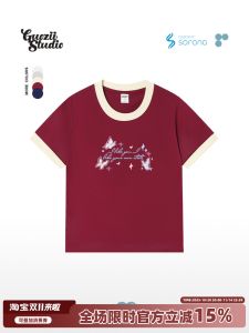 Guozii2025 New Short Sleeve Casual White Tee Womens Slim Fit Inner Wear Top Sweet Style Printed Youth Cotton Summer T-shirt