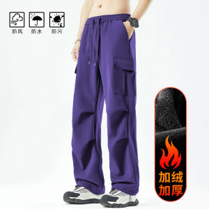 กางเกงทำงานปีนเขา WASSUP CMKPO กางเกงขายาวทรงหลวมเอวสูง ผ้าโพลีเอสเตอร์ 95% ยืดหยุ่น 5% ขนแกะหนา อบแห้ง กันลม ฤดูใบไม้ร่วง/ฤดูหนาว