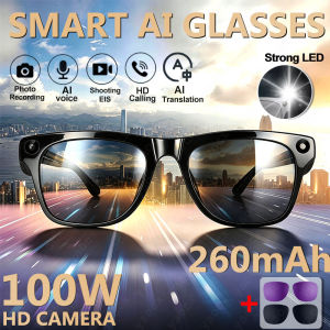 New HD Upgrade Smart Glasses With Camera Sound Recording AI Photo Recognition Bluetooth Call Translation Voice Sunglasses Men