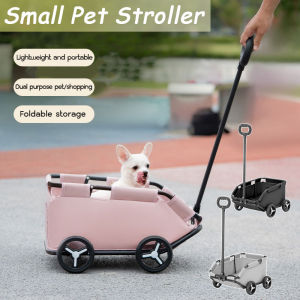 Folding Pet Trolley Dog Cat Teddy Baby Stroller Multifunctional Shopping Cart Pet Outdoor Supply