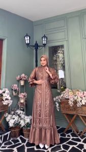 COD BEST SELLER SONIA DRESS SATIN SILK MIX BRUKAT DRESS PESTA KONDANGAN GAMIS SERAGAM BRIDESMAID MURAH TERBARU