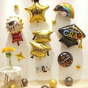 Graduation Foil Balloons Party Decorations Congratulations Grad Balloon Backdrop Design Doctorial Hat Aluminum Fiml Balloon Frame for Graduation Photography Prop