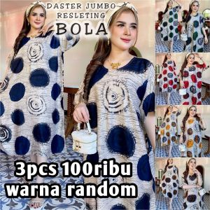 Daster Jumbo 100rb 3pcs Resleting Depan Motif Kekinian Hits