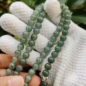 🌱🌀 Natural Type A Jadeite 108-Bead Pendant Necklace - Bracelet | Wealth & Harmony SG-Certified (Sku: bracelet55)