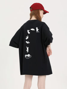 Womens Street Style Loose Fit Cotton T-Shirt Short Sleeve Print Base Shirt Summer New Arrival Slimming Versatile Half Sleeve