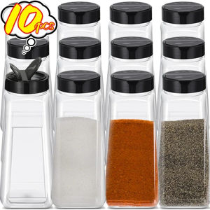【Swan Home】1/10PCS Large Clear Spices Bottles with Shaker Lids Kitchen Barbecue Seasoning Storage Jars Food Grade Plastic Sealed Container