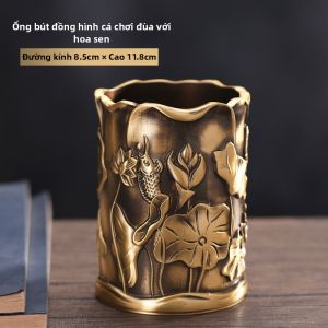 FUSHENGTANG | Hộp Bút Đứng Đồng Thau Cao Cấp Quà Tặng Văn Phòng Gia Đình Cho Giáo Viên