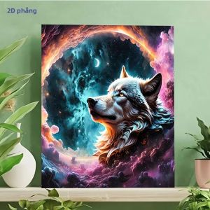 Bộ Tranh Sơn Dầu Tự Làm Theo Số 60x75cm - Sói & Bầu Trời Đầy Sao Trên Vải Không Khung Tranh Nghệ Thuật Kỹ Thuật Số Trang Trí Nhà Cửa