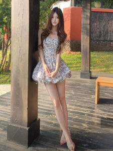 Stylish and Unique Printed Waist-Cinching Flared Strap Dress