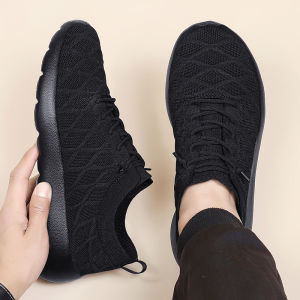 Fly Knit Mesh Sports Shoes Large Size 45 Casual Walking Mens Shoes Lightweight Breathable Net Shoes for Youth Summer Season